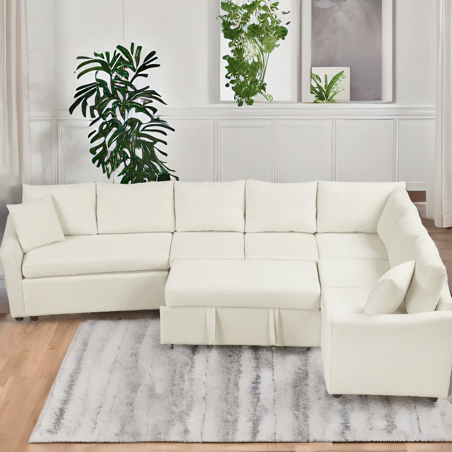Latitude Run® 124.8"L-shaped Convertible L-Shape Sofa With Built-In USB ...